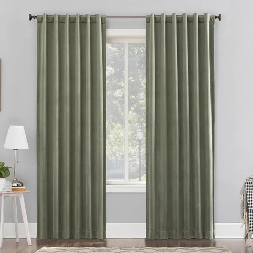 Miniatura 11 de Sun Zero Hampshire - Cortina térmica de terciopelo con reducción de ruido, pestañas traseras, 100% opacas, 50" x 84", dorado