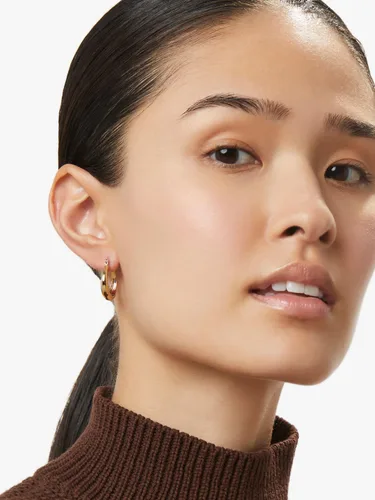 Miniatura 106 de Aretes de aro gruesos de oro para mujer, chapados en oro de 14 quilates, aretes de aro triple, hipoalergénicos, a la moda, aretes de aro gruesos