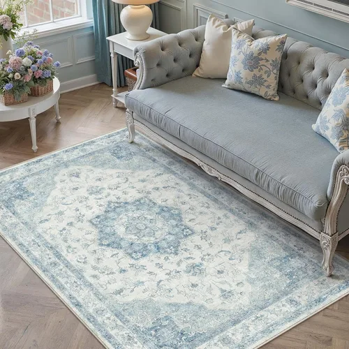 Miniatura 23 de PureCozy - Alfombra de área beige de 8 x 10, lavable, vintage, alfombra para sala de estar, dormitorio, gran alfombra suave retro de pelo bajo