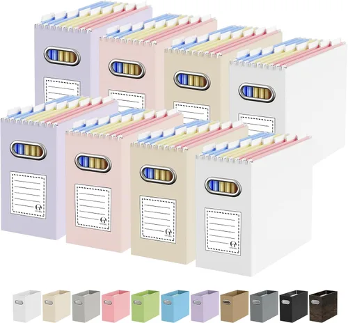 Miniatura 64 de Oterri Caja organizadora de archivos de cartón para colgar carpetas de archivos, tamaño carta, caja de archivos para escritorio de computadora