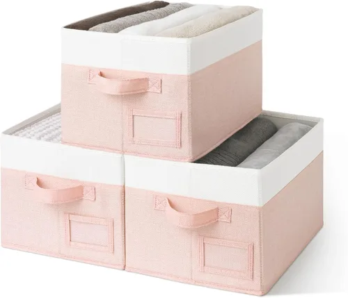 Miniatura 13 de GRANNY SAYS Contenedores de tela para almacenamiento, contenedores de armario para estantes, canasta de almacenamiento con asas, cajas de Gris ceniza