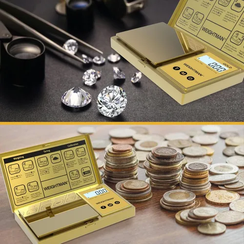 Miniatura 8 de WEIGHTMAN Báscula digital gramos, escala de bolsillo de 7.05 oz/0.00 oz, chapado en titanio dorado, pantalla LCD retroiluminada, mini báscula