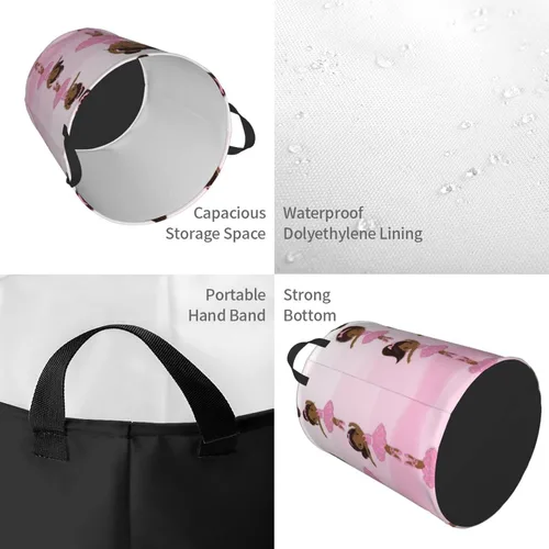 Miniatura 3 de Cesta redonda de ropa sucia africana negra para guardar ropa, juguetes, organizador de ropa, para el hogar, baño, dormitorio, guardería, 38 l