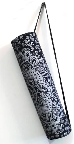 Miniatura 7 de ICC - Bolsa de transporte para yoga con mandala, dorada, color negro y dorado, con cremallera completa, para gimnasio, playa, pilates, bolsa