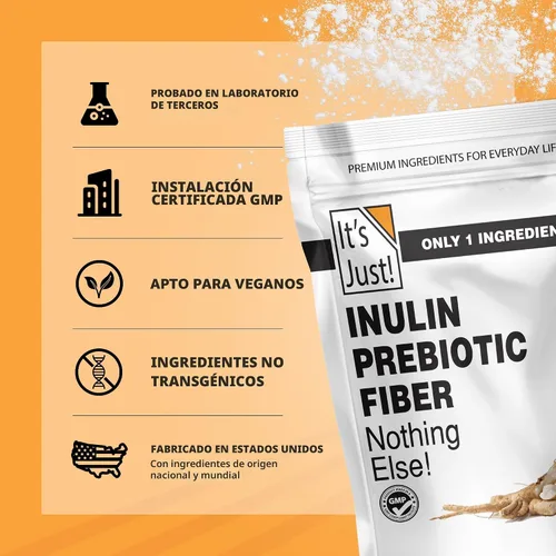 Miniatura 6 de It's Just! - Fibra prebiótica de inulina, soluble en agua, polvo de raíz de achicoria, promueve la salud intestinal, fabricado en Estados Unidos