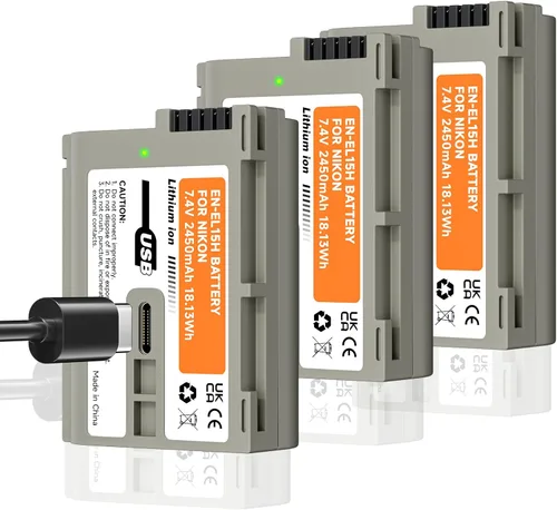 Miniatura 8 de Baterías EN-EL15, EN-EL15a, EN-EL15b, EN-EL15c, paquete de 2 baterías USB-C de carga para Nikon D7500, D750, Z6, Z6 ii, Z7, Z7ii, Z8, D500, D600