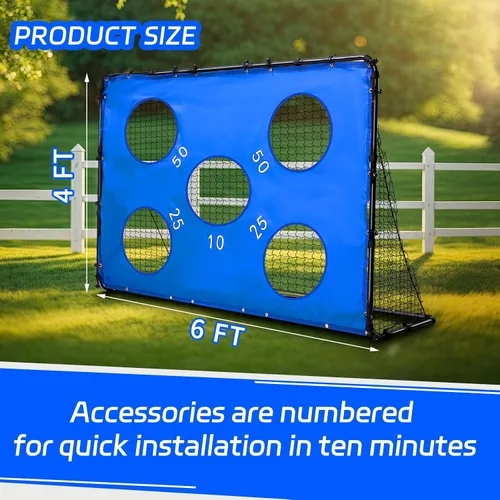 Miniatura 2 de Simgoing Portería de fútbol 2 en 1 portátil para patio trasero, red de entrenamiento de fútbol desmontable de metal con clavos de tierra