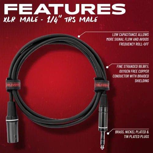 Miniatura 2 de Cableworks de Gator Cases Serie Compositor Deluxe Cable XLR macho a TRS de 18 pulgadas, (GCWC-XLR-18INMTRS)
