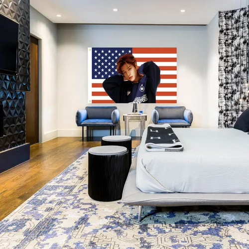 Miniatura 8 de Sungmin - Tapiz de bandera estadounidense de 3 x 5 pies para interiores y exteriores, para dormitorio, sala de estar, dormitorio, pared con ojales