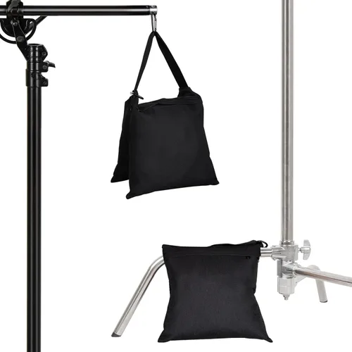 Miniatura 7 de Paquete de 2 bolsas de arena con peso para soporte ligero, soporte de fotografía y video, alforjas resistentes para soporte de fondo, trípode