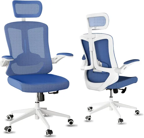 Miniatura 8 de Silla de oficina de malla, ergonómica con soporte lumbar, color negro, estilo moderno, respaldo de malla, bloqueo de inclinación de 90-135