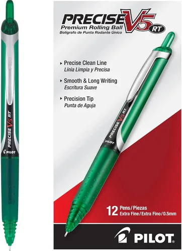 Miniatura 13 de PILOT Precise V5 RT - Bolígrafos de bola rodante recargables y retráctiles, punta extrafina de 0.5 mm, surtidos, paquete de 12 - Ideal