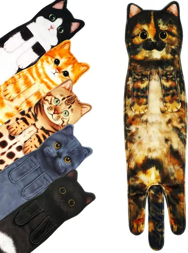 Miniatura 11 de PAT JUUMG - Toallas graciosas de mano con forma de gato para decoración de baño y cocina, toallas decorativas colgantes para la cara, súper