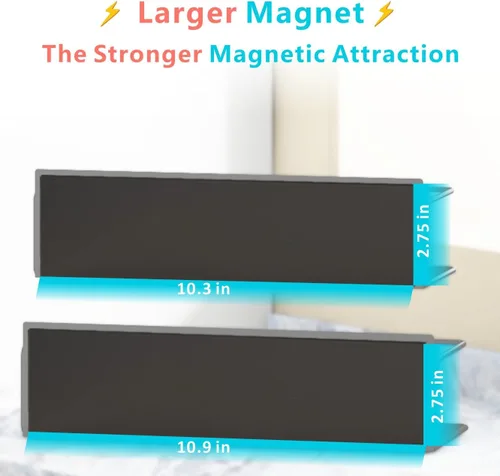 Miniatura 7 de Estante magnético para especias para refrigerador, estante magnético de ahorro de espacio para nevera negro, paquete de 2 con soporte magnético