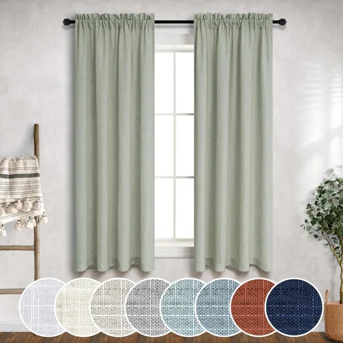 Miniatura 91 de Cortinas blancas puras de 38 pulgadas de ancho para dormitorio, juego de 2 paneles de cortinas de privacidad con bolsillo para barra, cortinas