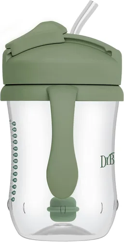 Miniatura 12 de Dr. Brown's - Primer vaso con popote para bebé, Hitos, 9 oz/270 ml, color coral y verde oliva, libre de BPA, 6 meses en adelante, 2