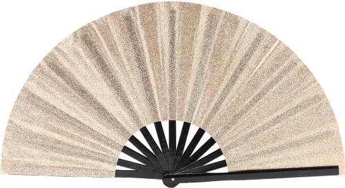 Miniatura 14 de Ventilador plegable que brilla con rayos UV, ventilador de mano de bambú para verano, decoración de mariposa, baile, fiesta, boda, club nocturno