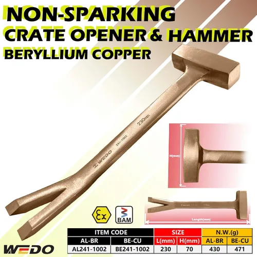 Miniatura 2 de WEDO Abridor de cajas sin chispas, Abridor de cajas de seguridad sin chispas, cobre de berilio, estándar DIN, certificado BAM y FM, 2.756x9.055 in