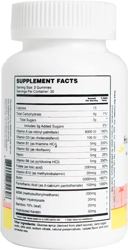 Miniatura 4 de MEWD Gomitas multivitamínicas para el cabello, la piel y las uñas para adolescentes y niños, fuerza y crecimiento de biotina con zinc, vitaminas A