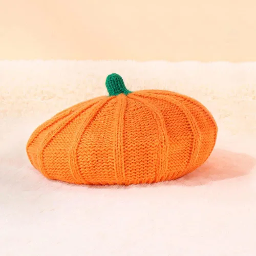 Miniatura 4 de Gorro de boina de punto de calabaza, gorro de felpa para niños pequeños, lindo gorro cálido de invierno para bebé, madre, adulto, Halloween