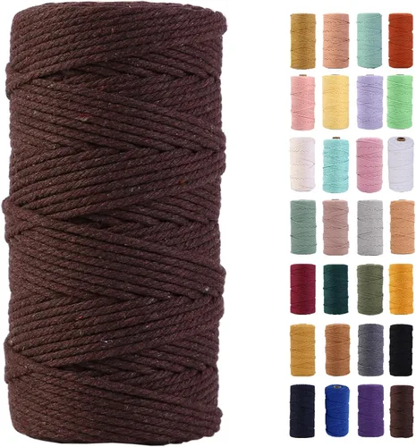 Miniatura 51 de Cordón de macramé gris rosado de 0.118 in x 109 yardas, cuerda de algodón colorido de algodón suave para colgar en la pared, colgar plantas