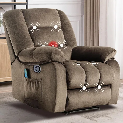Miniatura 9 de IOMOR Silla reclinable de masaje con calor y masaje, sillas reclinables ergonómicas de tela transpirable, silla individual con bolsillos laterales