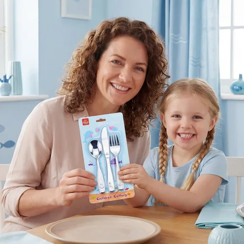Miniatura 8 de Lehoo Castle Cubiertos para niños pequeños, 6 piezas, utensilios de acero inoxidable para niños, cubiertos seguros para niños para autoalimentarse