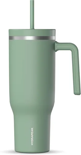 Miniatura 25 de Hydrapeak Voyager Vaso de 40 oz con Asa y Tapa con Pajita Botella de Agua Reutilizable de Acero Inoxidable Taza de Viaje Compatible con Portavasos