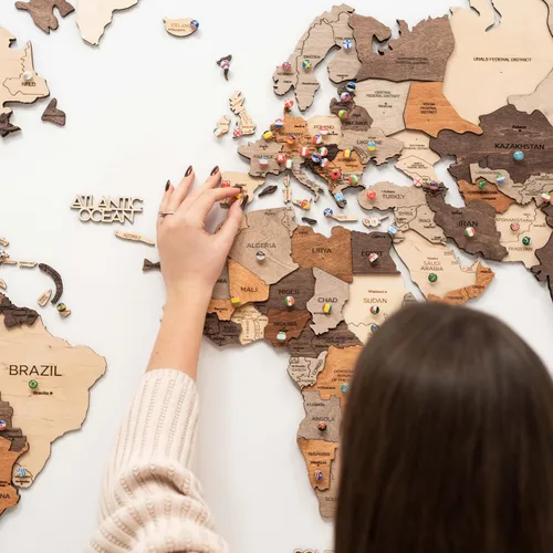Miniatura 8 de Enjoy The Wood Arte de pared de madera 3D con mapa del mundo, decoración de pared grande, mapa de viajes del mundo, idea de regalo para cualquier