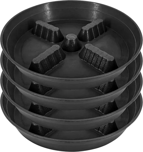 Paquete de 4 platillos para plantas de 8 pulgadas, 10, 12, 14, 17 pulgadas, soporte para plantas de plástico para interiores y exteriores, bandejas