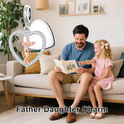 Miniatura 61 de PROESS Dije para padre, madre e hija, pulsera de plata de ley para pulseras, regalos de cumpleaños, día de San Valentín, para hija, madre, amante