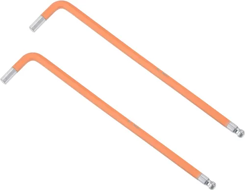 uxcell Llave hexagonal de extremo de bola de 0.197 in, herramienta de reparación de acero S2 en forma de L brazo largo 2 piezas Naranja