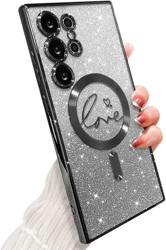 Miniatura 117 de ZONRW - Funda para Samsung Galaxy S22 Ultra magnética, para mujeres y niñas, cubierta trasera suave, lujosa, con corazón de amor, bling, degradado
