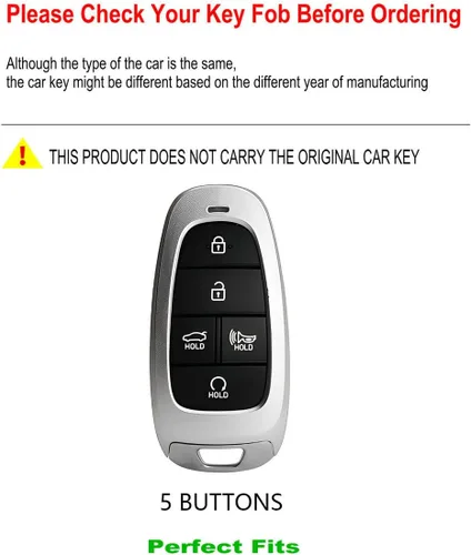 Miniatura 2 de Funda para llavero compatible con Hyundai Sonata Santa Cruz Fe Tucson Palisade 2020-2024 con 5 botones de metal