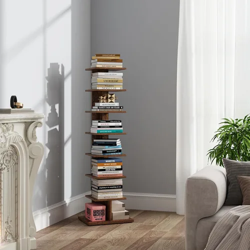 Miniatura 10 de TUTOTAK - Estantería estrecha, estantería de 8 niveles, estante de libros con espacio para la columna para espacios pequeños, estante de esquina