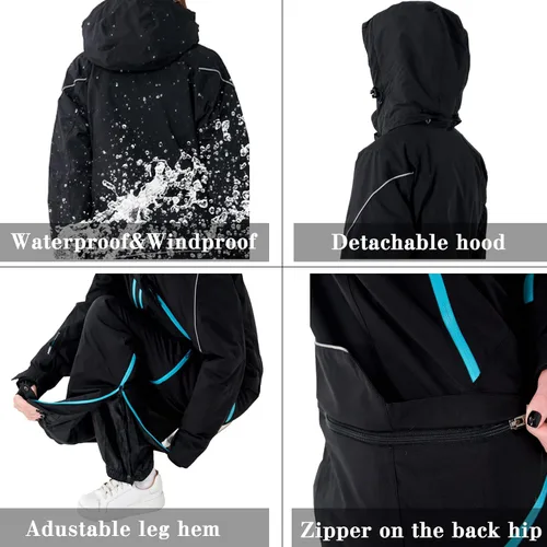 Miniatura 5 de XUQNAGG Traje de esquí de una pieza para mujer, resistente al viento, impermeable, cálido, transpirable, desmontable, para deportes de nieve