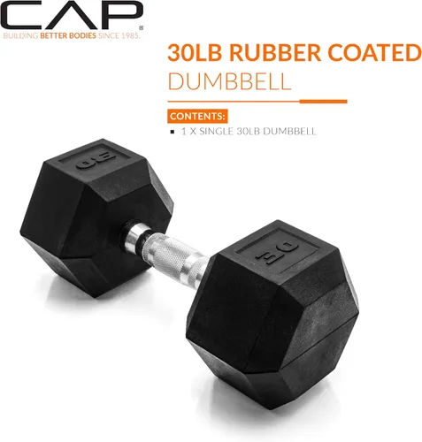 Miniatura 2 de CAP Barbell Peso de la mancuerna hexagonal recubierta, individual, 10-120 libras, múltiples opciones