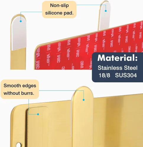 Miniatura 2 de Estante para tapa de olla, soporte organizador de tapa de sartén de acero inoxidable 304 montado en la pared, autoadhesivo, herramienta de Dorado