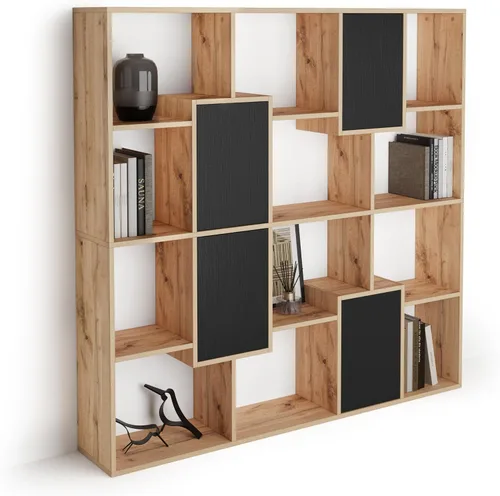 Miniatura 72 de Mobili Fiver, Iacopo XS Estantería con puertas de panel (63.31 x 31.5 pulgadas), color negro Ashwood, Made in Italy