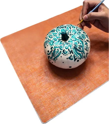 modern-twist Mantel individual de silicona, 14 x 16, sin BPA, sin PVC, apto para lavavajillas, estampado de lino en mandarina, paquete de 1 unidad