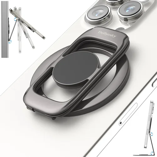 Doflyesky para soporte magnético de teléfono MagSafe [Actualización de imanes de doble bisagra lateral] Compatible con anillo MagSafe para gimnasio,