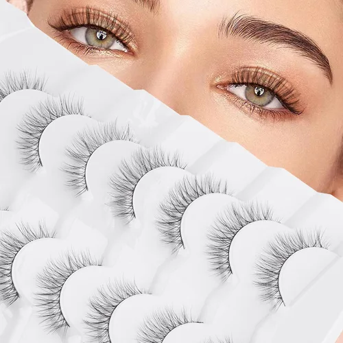 Miniatura 10 de Pestañas cortas de aspecto natural, pestañas postizas sutiles rizadas en C, pestañas postizas de volumen, pestañas de visón de 10mm, paquete