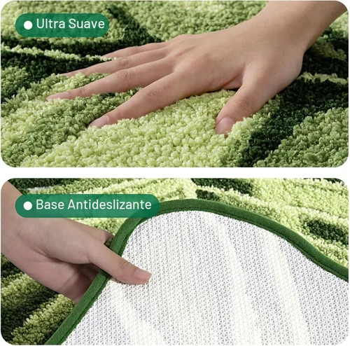 Miniatura 6 de LUMI Lindas alfombras de baño con plantas de hoja verde, suaves, esponjosas, de felpa, absorbentes, de secado rápido, antideslizantes, lavables a