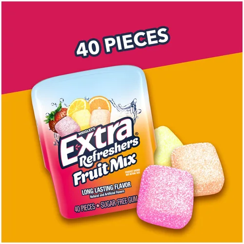 Miniatura 4 de EXTRA Gum Refreshers Fruit Mix - Goma de mascar sin azúcar a granel, botella de 40 piezas (paquete de 6)