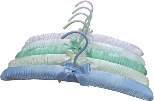 Miniatura 15 de Paquete de 10 perchas acolchadas de satén para ropa de mujer, perchas antideslizantes de tela de esponja para ropa, percheros para suéter, abrigo