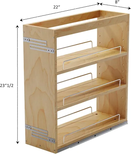 Miniatura 4 de Dowell - Organizador de especias extraíble con estantes ajustables para gabinete de cocina base, toboganes de cierre suave montados en la parte