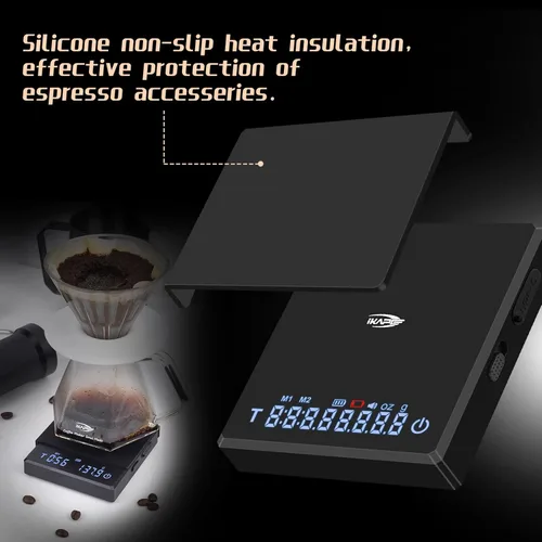 Miniatura 4 de IKAPE Mini báscula de café digital con temporizador, 4.4 lbs/0.00 oz de alta precisión recargable de goteo espresso con función de tara, pantalla