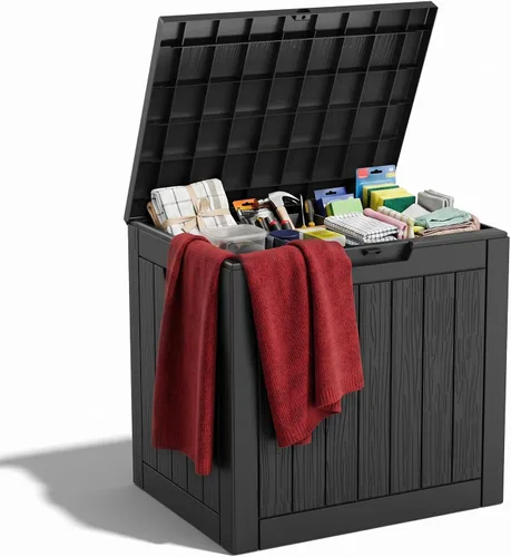 Miniatura 43 de ROJIK - Caja de almacenamiento para exteriores, impermeable, para patio y piscina, herramientas de jardín y cojines, banco con tapa con cerradura