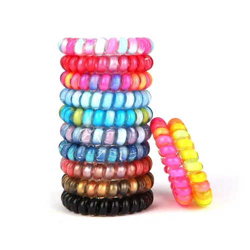 Miniatura 16 de Lazos para el cabello en espiral sin arrugas, coloridos lazos para el cabello sin rastro, lazos elásticos para el cabello, lazos para el cabello