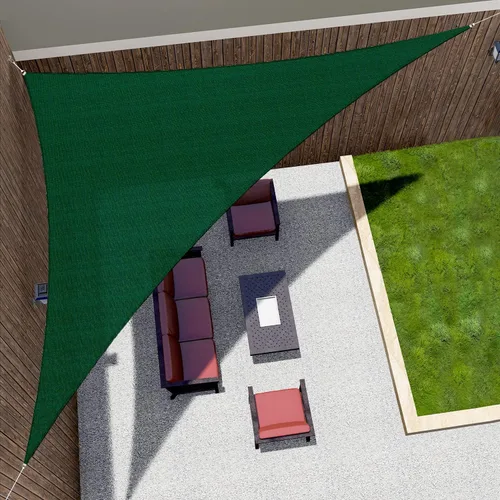 Miniatura 8 de Toldo triangular derecho, color verde, 2 x 2 x 3 pies, tela permeable al aire, toldo resistente para patio, jardín, al aire libre